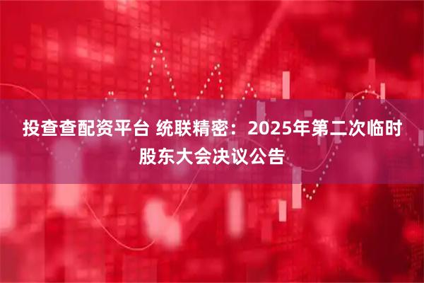投查查配资平台 统联精密：2025年第二次临时股东大会决议公告